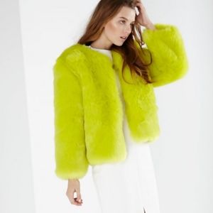 LAVISH ALICE FAUX FUR COAT NEON GREEN